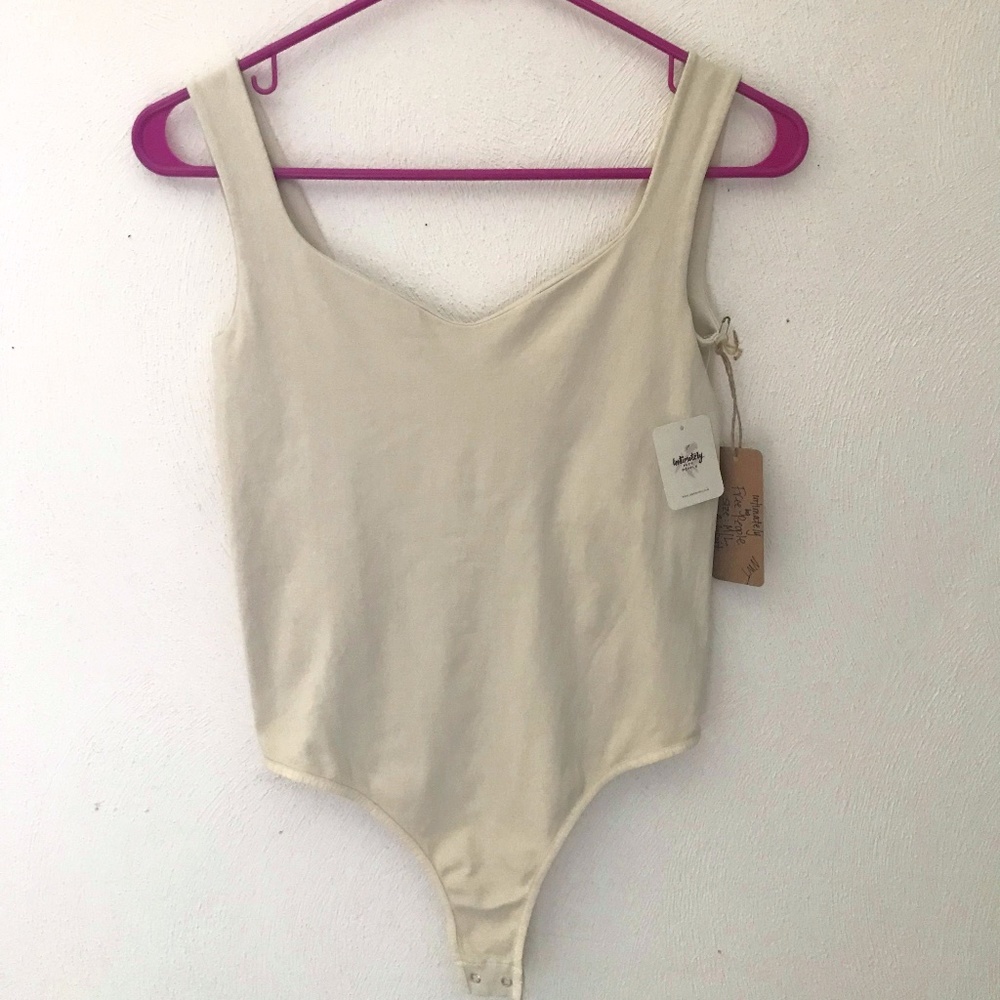 NWT! Intimately by Free People Stretchy Cream Bodysuit with Shelf Bra